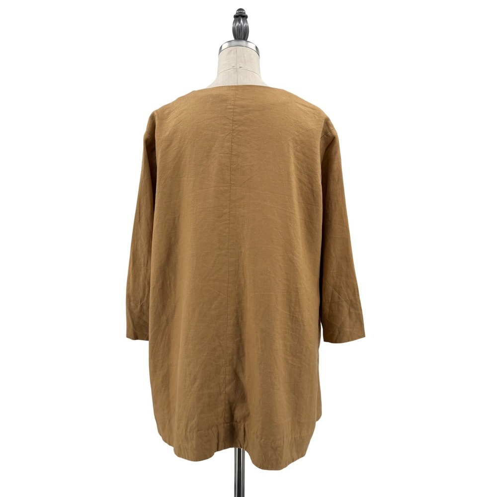 Donna Karan Open Front Jacket Womens XS Oversized Tan 100% Linen Lightweight - Picture 4 of 11